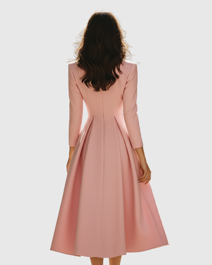 Ceryth | Elegant Pleated Blazer Midi Dress