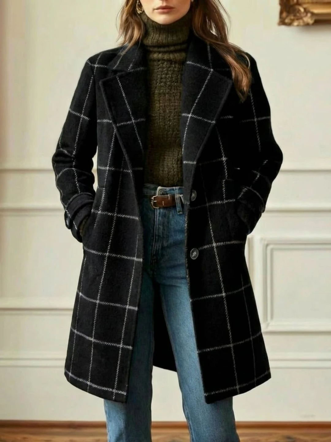 Ava™ | Wool Check Long Coat