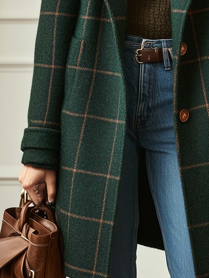 Ava™ | Wool Check Long Coat
